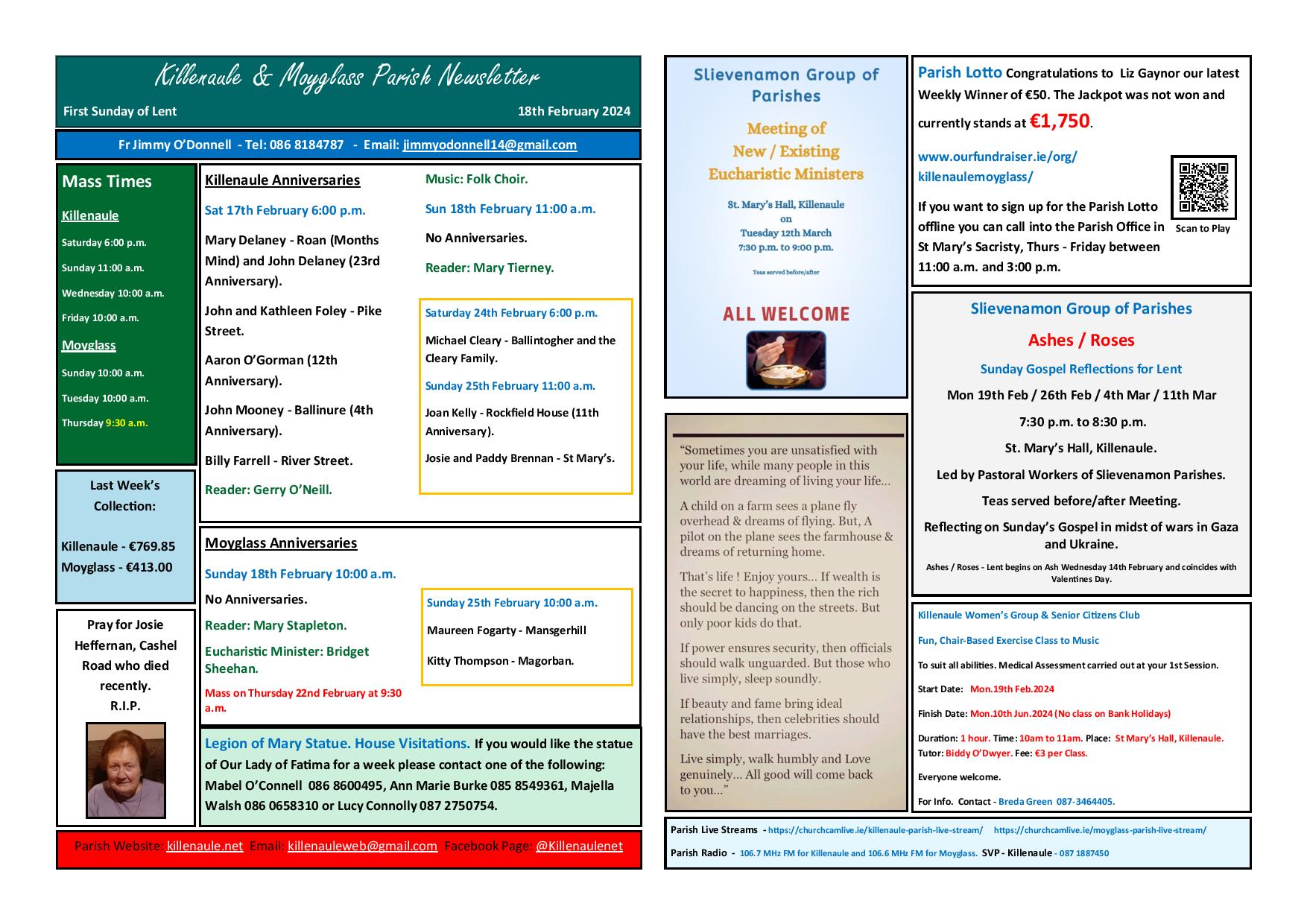 Killenaule and Moyglass Parish Newsletter - 18th February 2024 ...